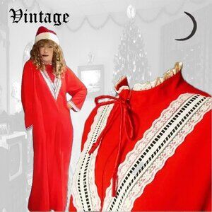Red Holiday Robe Vintage Victorian Style Christmas Bathrobe